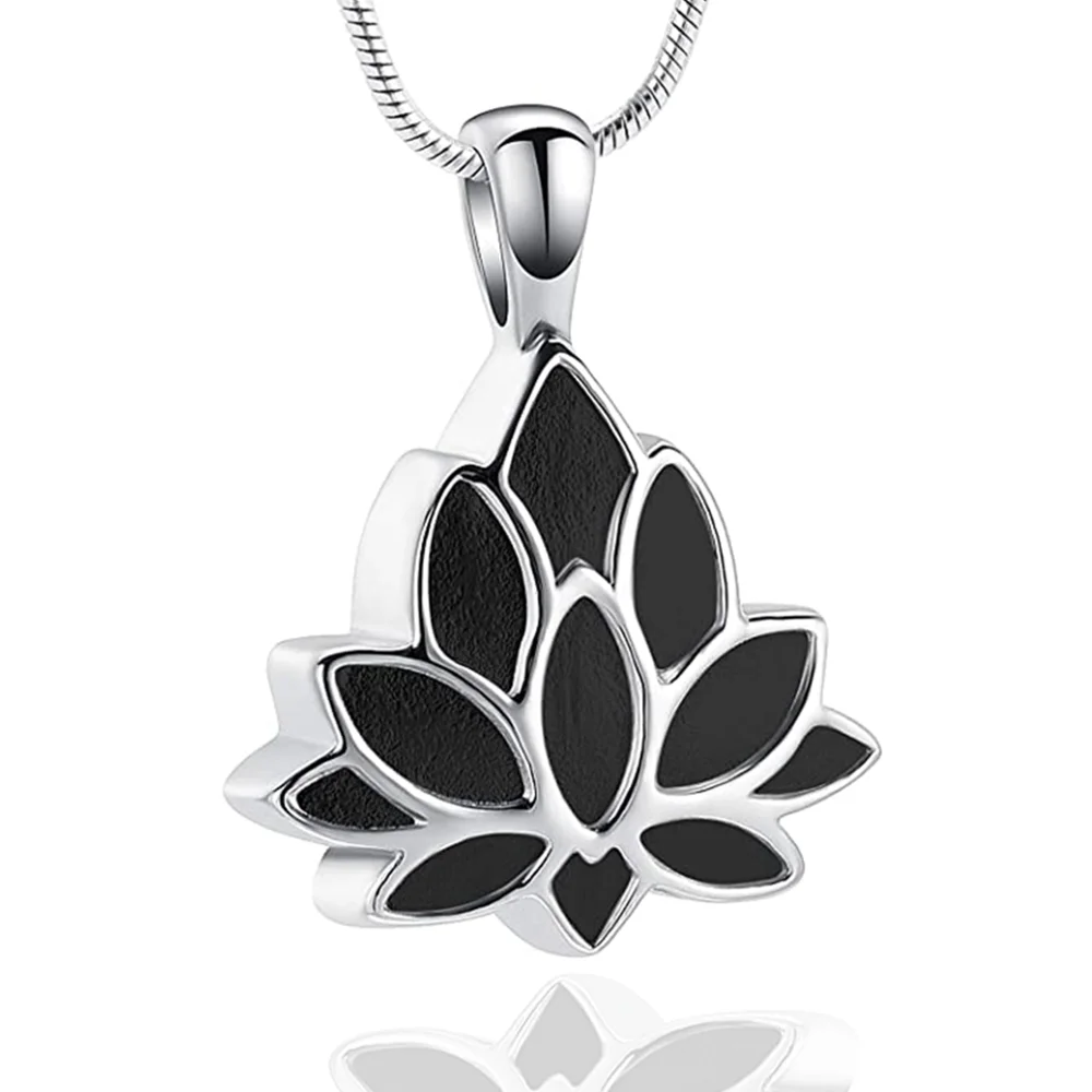 Urn Necklace Cremation Jewelry for Ashes Stainless Steel Lotus Flower Memorial Ashes Locket Ashes Keepsake Urn Jewelry