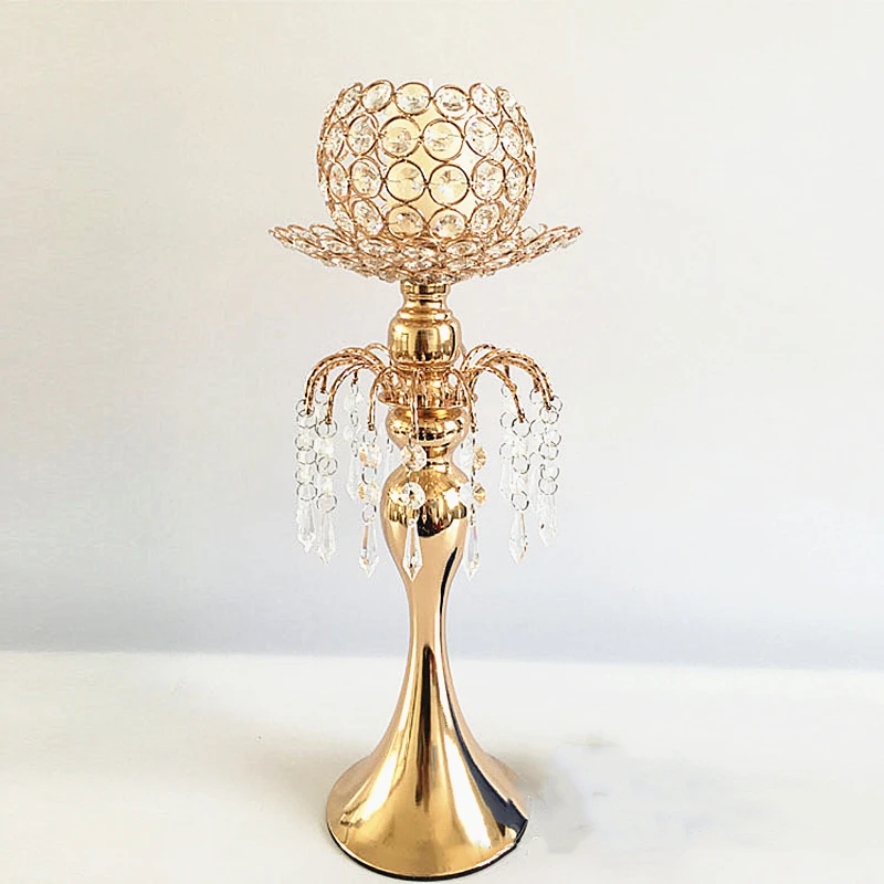 IMUWEN Crystals Candle Holder Delicate Candlestick Luxury Candle stand Flower Road Lead For Party Home Hotel Decoration