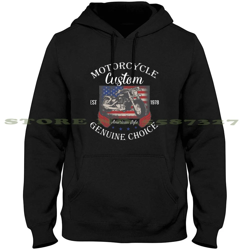 Motorcycle Custom American Style Long Sleeve Hoodie Sweatshirt Motorcycle Bike Cool Biker Funny Helmet Motorbike Awesome Music