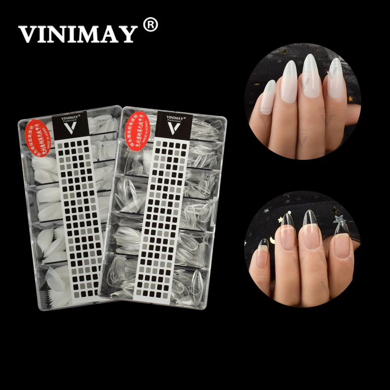 VINIMAY 500pcs Fake Nails No-Trace French Full/Half Nail Tips False Acrylic Nail Tips UV Gel Manicure Fake Nail Tips