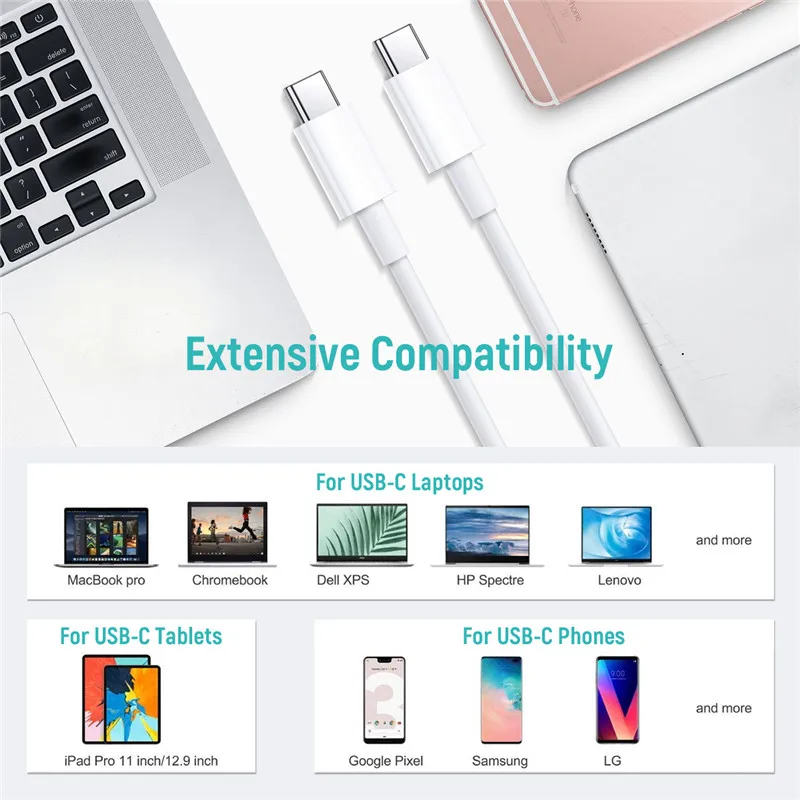 Ngắn 11 39 Inch USB C Sang USB C Loại C Sang Type C Cho Samsung S20 PD 60W bộ Cốc Cáp Sạc Nhanh Cho MacBook Pro iPad Snyc Dữ Liệu Dây