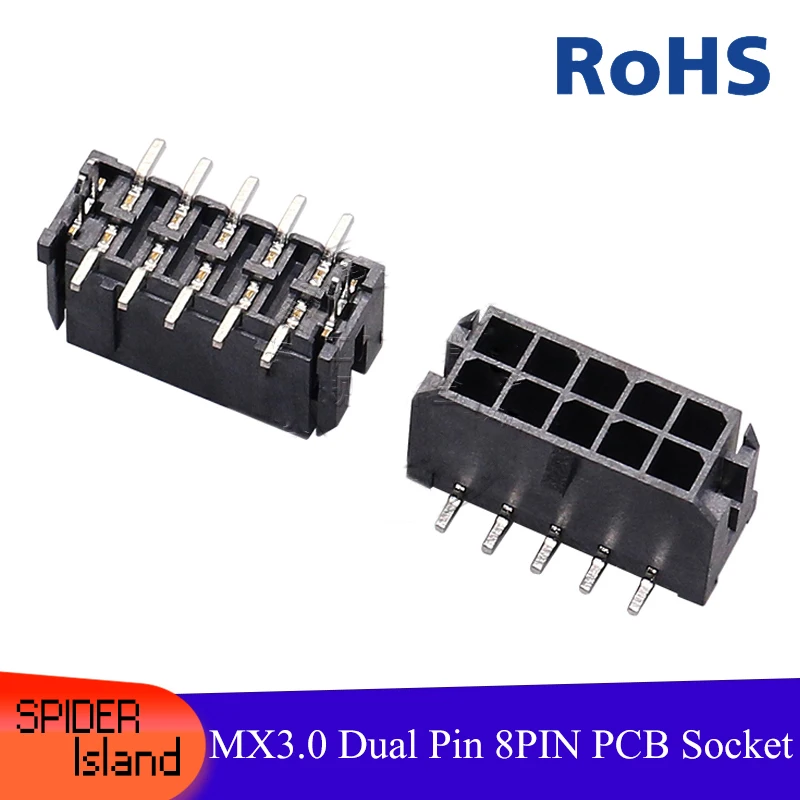 100pcs MX3.0 Double Row Vertical Harpoon MX Double Pin Needle Seat Socket MX 3.0 PCB 10Pin Connector