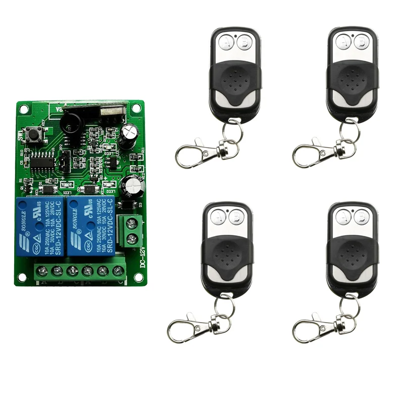 

DC12V 24V 2 CH Channel 2CH Mini Wireless RF Remote Control Light Switch 10A Relay Output Radio Receiver Module +Transmitter