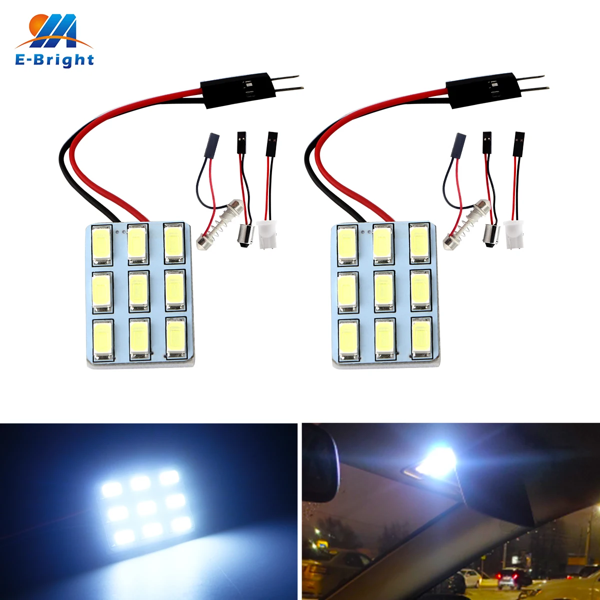 

2PCS DC12V W5W BA9S T10 LED 5730 9 SMD Light Panel Board Car Auto Interior Dome Reading Map Festoon Lamp Bulb 8000K White