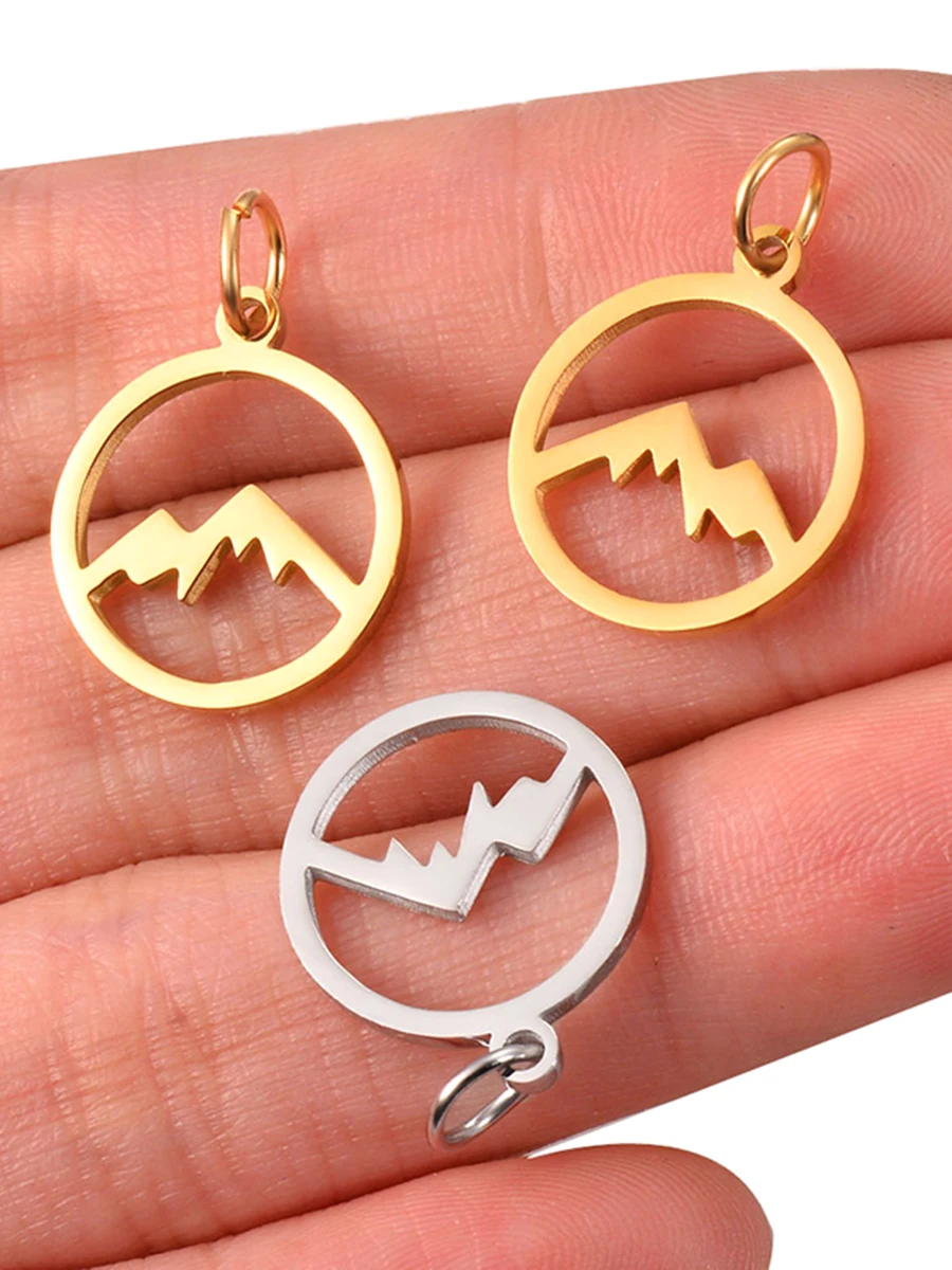 10 Stück Edelstahl Berg Charms Hypoallergen Hohl Charm Anhänger für DIY Halskette Armband Ohrringe Schmuckherstellung – Detail 6