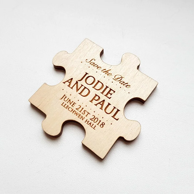 Wedding save the date magnets,  puzzle with calendar, puzzle magnets