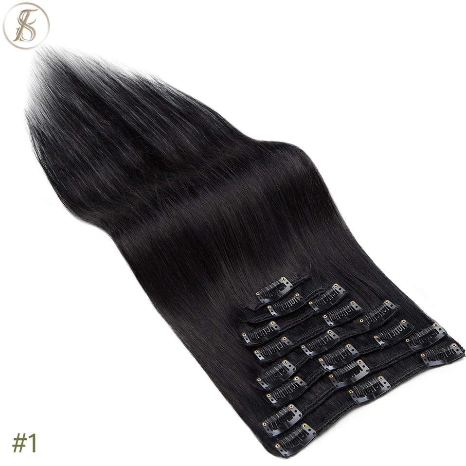 TESS 50-80g Natürliche Haar Extensions Clip In Menschliches Haar Extensions Gerade 8 teile/satz Vollen Kopf Dünne Highlight haar Clip Haarteil – Detail 7