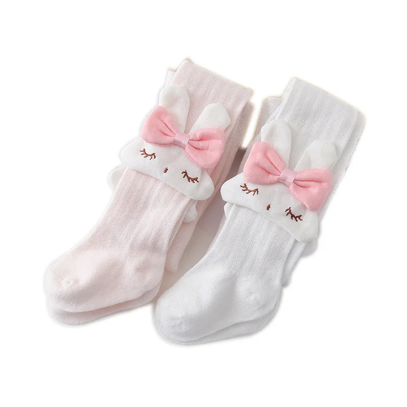 Cute Rabbit Baby Tights Children Summer Mesh Bowknot Stockings Cotton Toddler Girls Pantyhose Kids Infant Knitted Tights