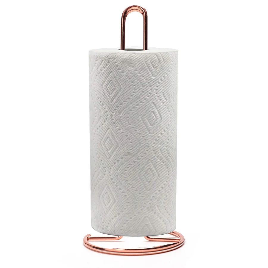 Standing Paper Towel Holder for Kitchen, Toilet, Pantry and Bathroom, Modern Decorative Countertop Rolls Holder- Gold