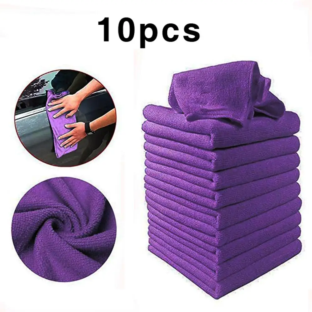 10 PCS Car Wiping Rags Microfiber Car Cleaning Towel Automobile Motorcycle Washing Glass Household Cleaning Small Towel