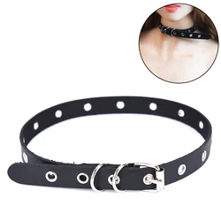 Punk Rock Gothic Sexy PU Leather Round Spike Rivet Collar Choker Necklace Body Jewelry Birthday Party Gift 2 Styles