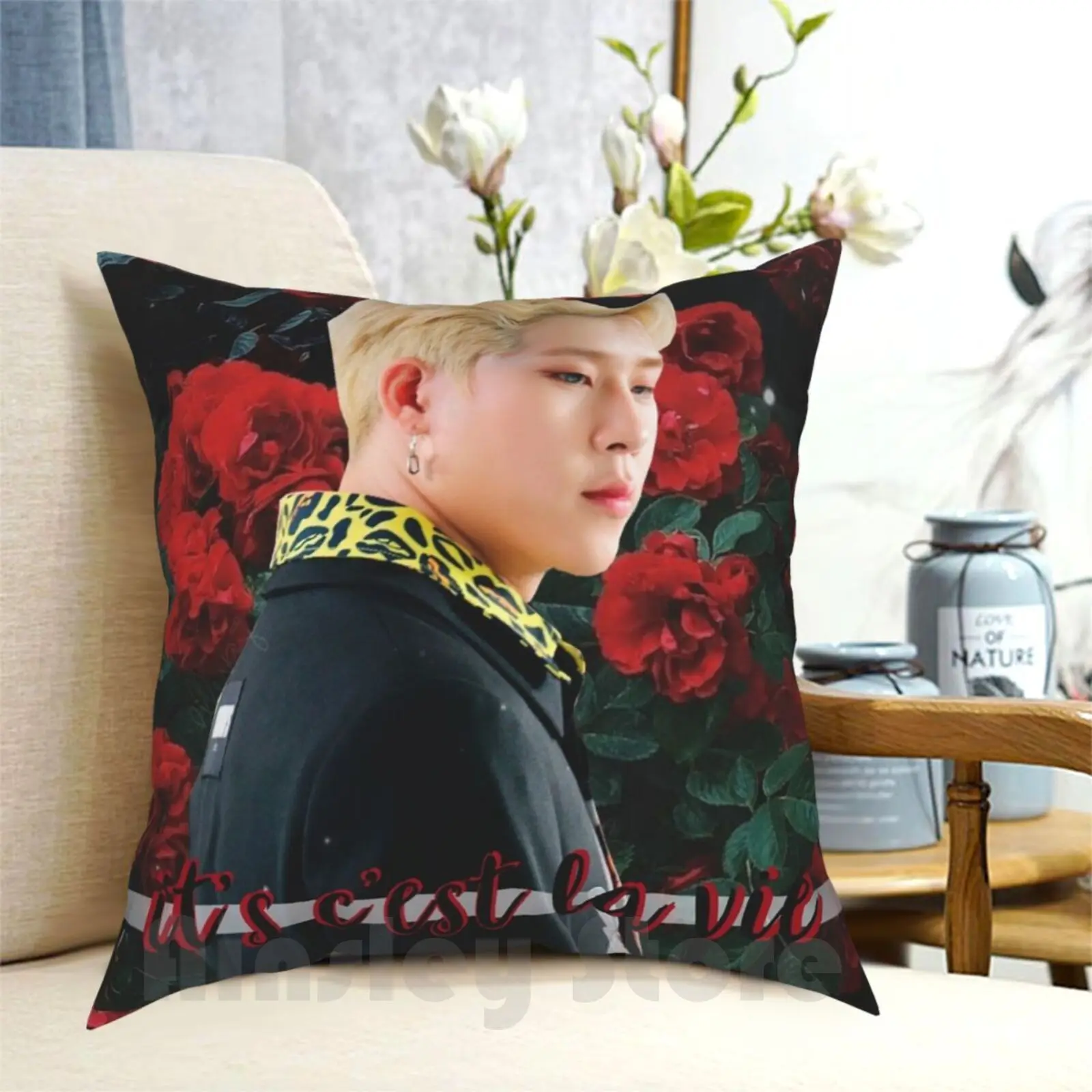 C’Est La Vie , Jooheon Pillow Case Printed Home Soft DIY Pillow cover Monsta X Jooheon Joohoney Roses Play It Cool