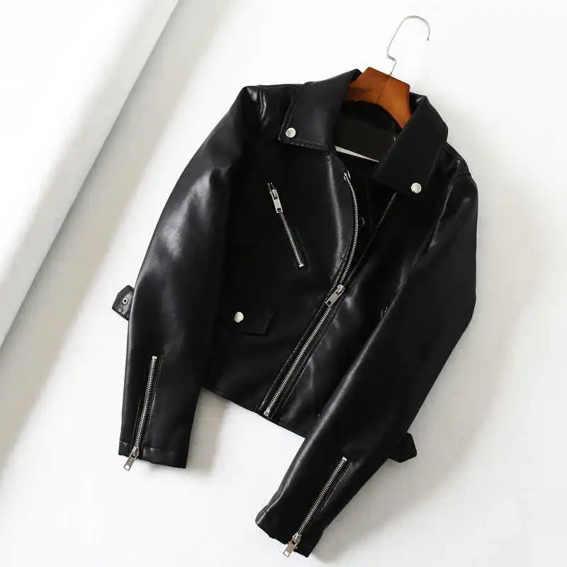 Womens Faux PU Leather Jackets and Coats 2023 New Fashion Motorcycle Elegant Ladies Moto Biker Slim Fit Short Outwear Plus Size