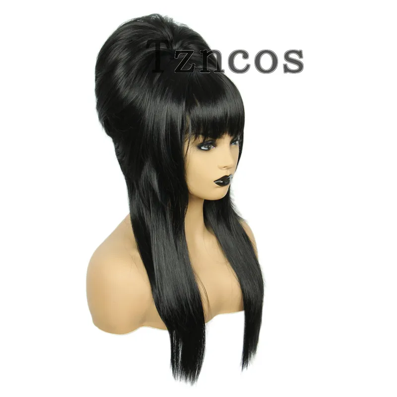 Tzncos 70s 80s Women Housewife Beehive Costume Wigs Wife Black Straight Hair