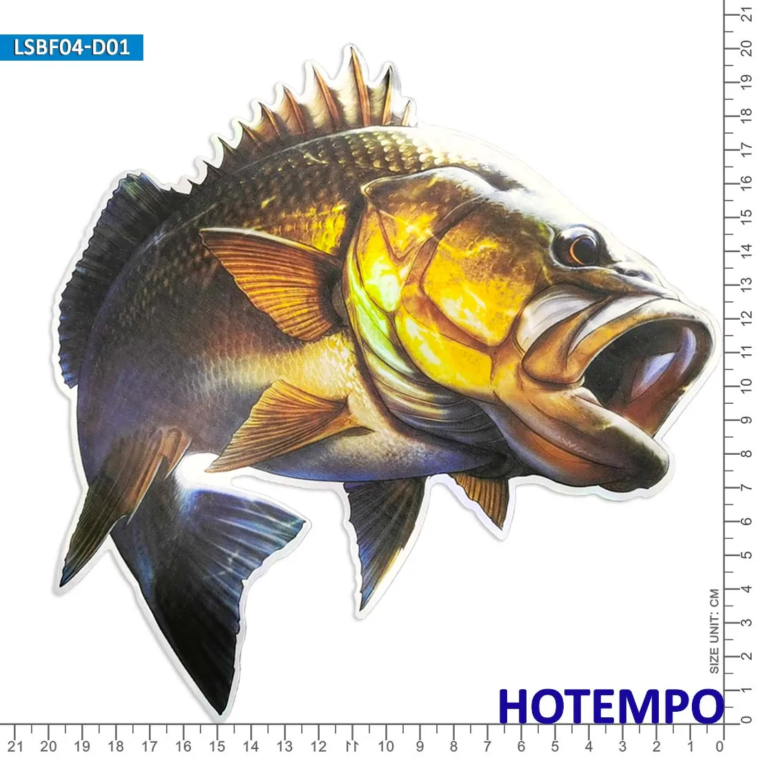 7.87inch 20cm Laser Big Size Fish Perch Largemouth Bass Laptop Motorcycle Car Stickers for Fisherman Fishing Waterproof Sticker