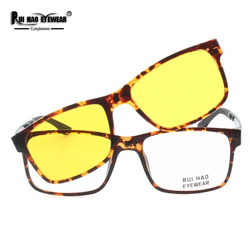 

Men Eyeglasses Frame Rui Hao Eyewear Spectacles Frame and Polarized Clip on Sunglasses Prescription Glasses Men