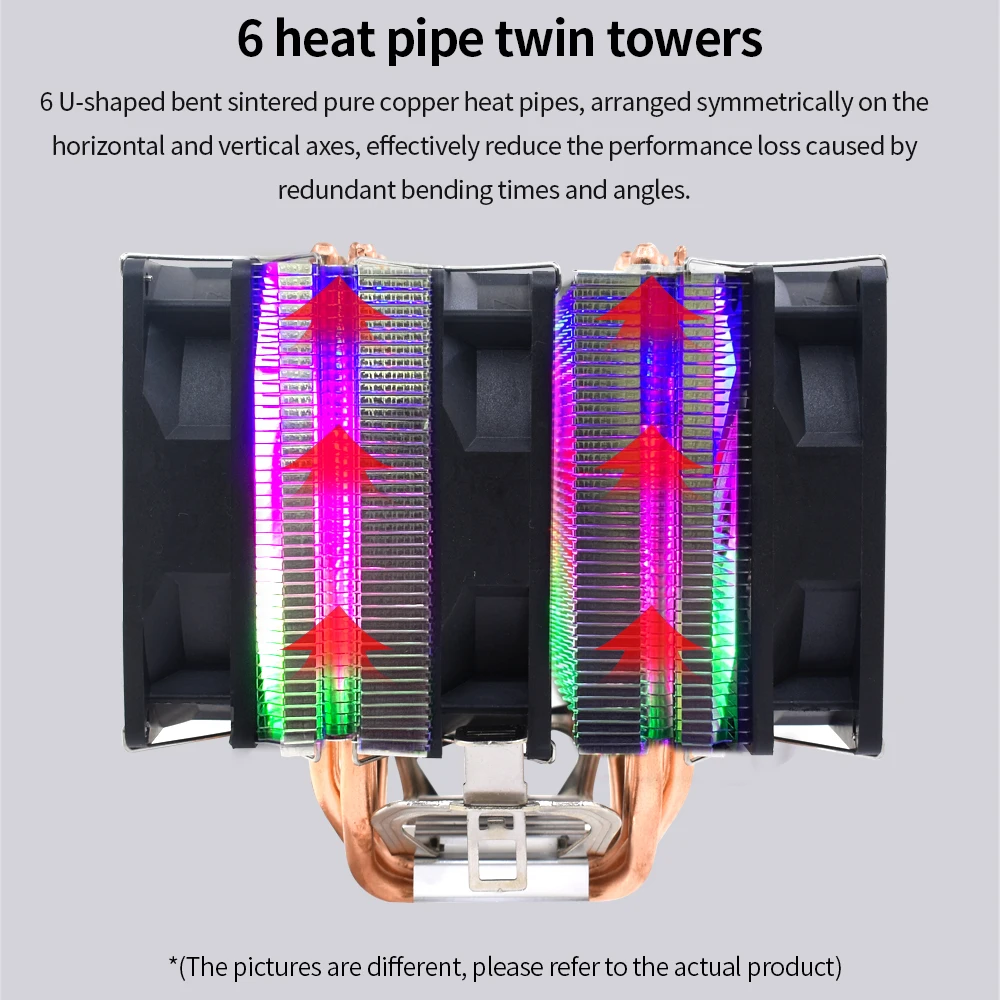 Imagem -02 - Tishric Cpu Cooler Fan Tubos de Calor Pinos Pwm Rgb para Intel Lga 1150 1151 1155 1200 1366 2011 Amd Am3 Am4 Processador Cooler