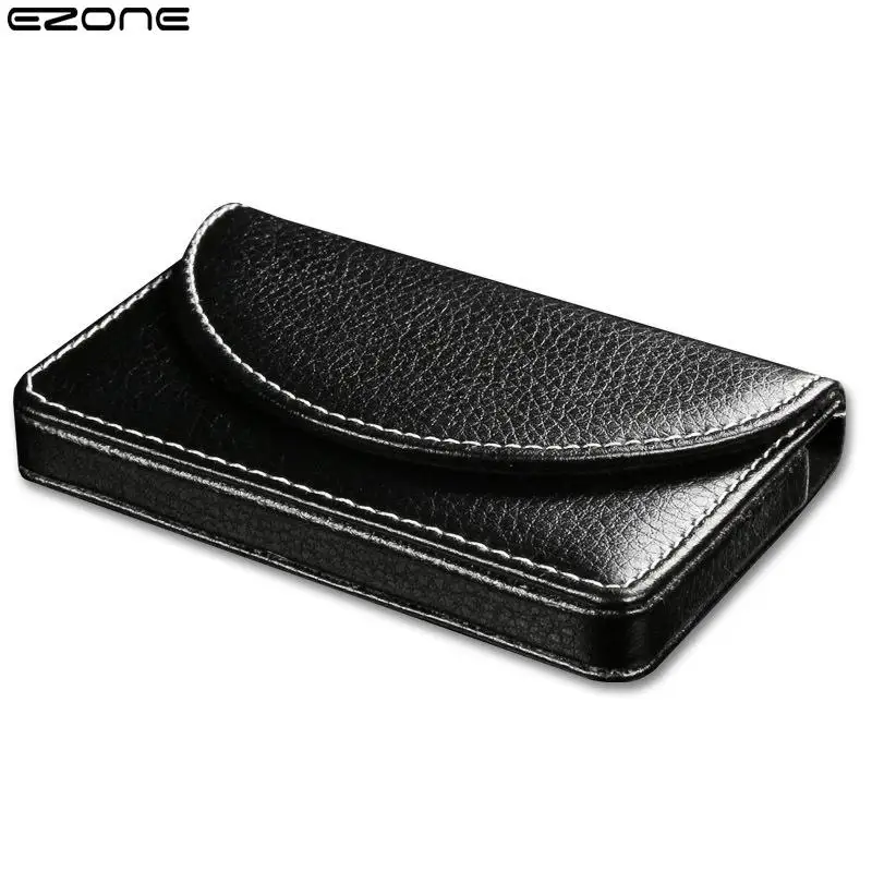 Ezone 10*6.2cm couro cartão de visita caso titular do cartão de crédito masculino moda versão horizontal de alta qualidade versão coreana presente