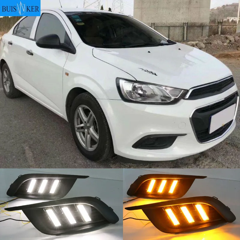 

2PCS LED DRL Daytime Running Lights Daylight With Turn Signal lamp For Chevrolet Chevy AVEO Sonic 2014 2015