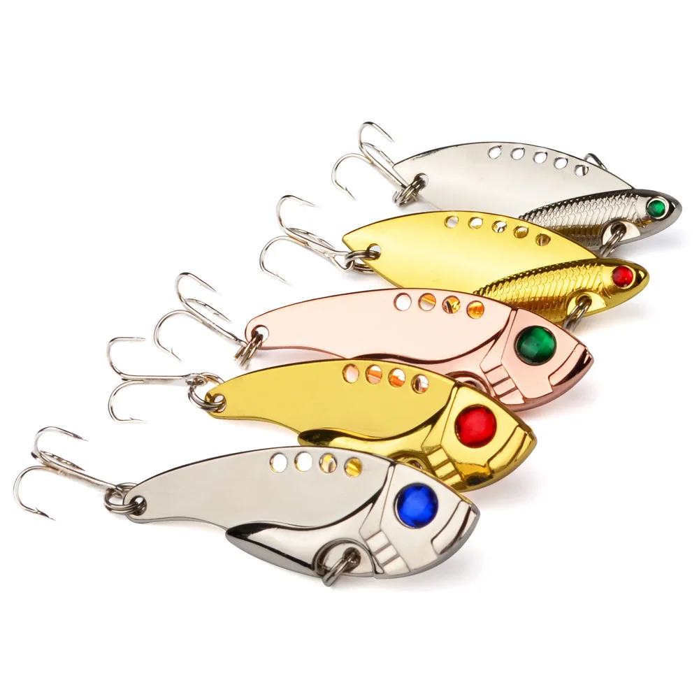 Metal Vib Fishing Lures 65mm 11g Vivid Vibrations Spoonbait Lure Fishing Bait Bass Artificial Hard Bait VIB 3d Eyes Spoon Wobble