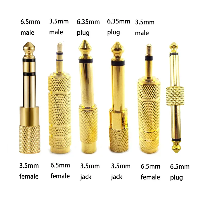 5pcs 6.35mm Plug to 3.5mm Jack Audio Headset Microphone Guitar Adapter 6.5mm Male to 3.5mm Female Converter Aux Cable