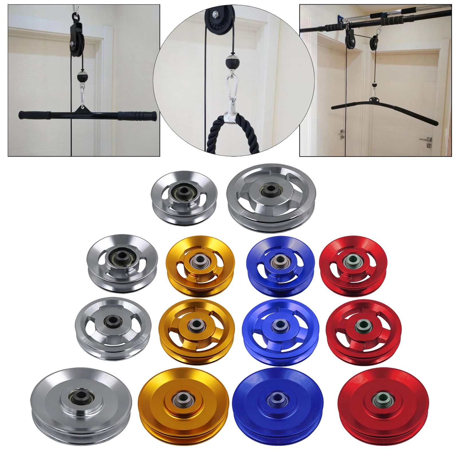 Universal Aluminium Alloy Wearproof Bearing Pulley Wheel Cable Machine Gym Fitness Equipment Accessory Parts