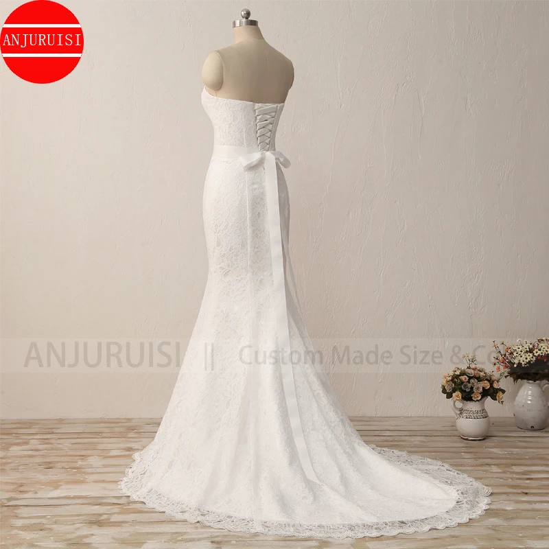 Elegante Weiße Spitze Meerjungfrau Hochzeit Kleid 2022 Vintage Günstige Robe De Mariee Mit Schärpe Longue Einfache Trouwjurk Sukienka Na Wesele