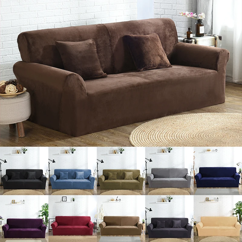 High Quality Velvet Plush Sofa Cover for Living Room Sectional Couch Cover Elastic Case Sofa Slipcover Stretch 1/2/3/4 Seater