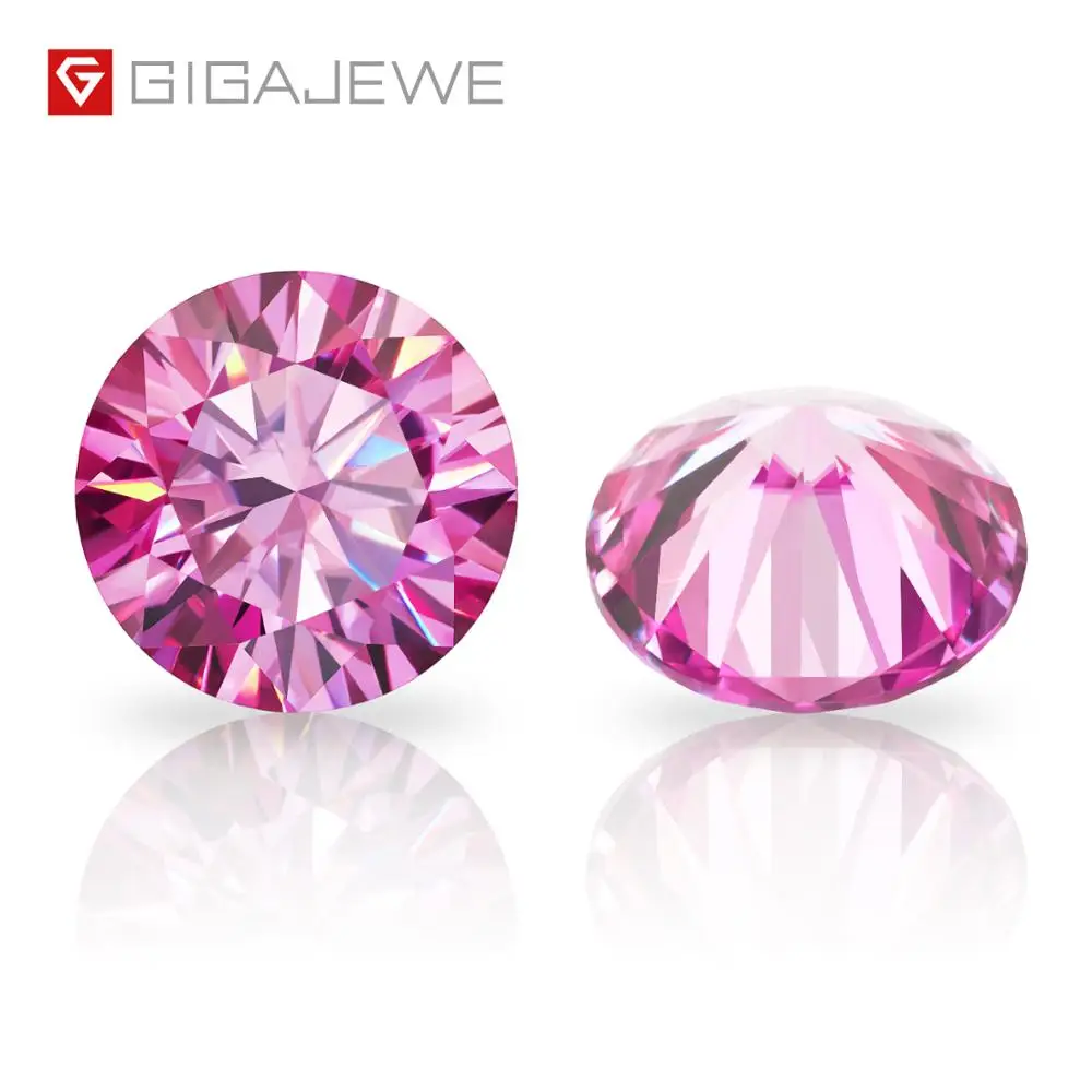 GIGAJEWE Rare Moissanite Red Pink Purple Color 0.3-3ct 4-9mm VVS1 Round Lab Gem For DIY Jewelry Making