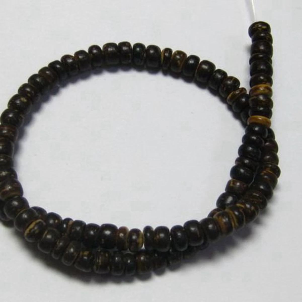 5 Strands Natural Dark Coconut Shell Rondelle Beads 16\