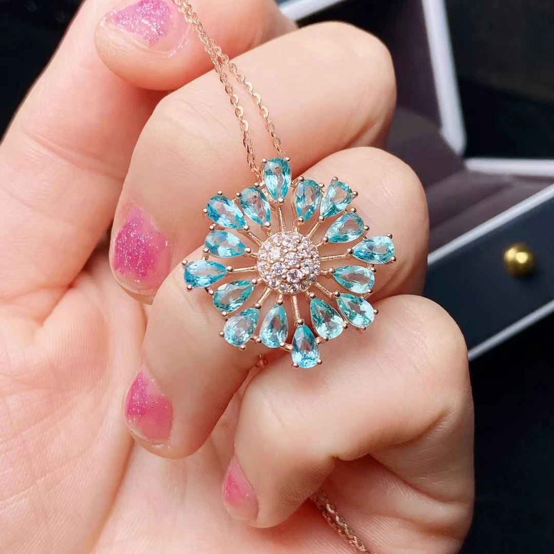 Luxury Silver Apatite Pendant for Party 16 Pieces Natural Apatite Solid 925 Silver Apatite Jewelry Gift for Woman