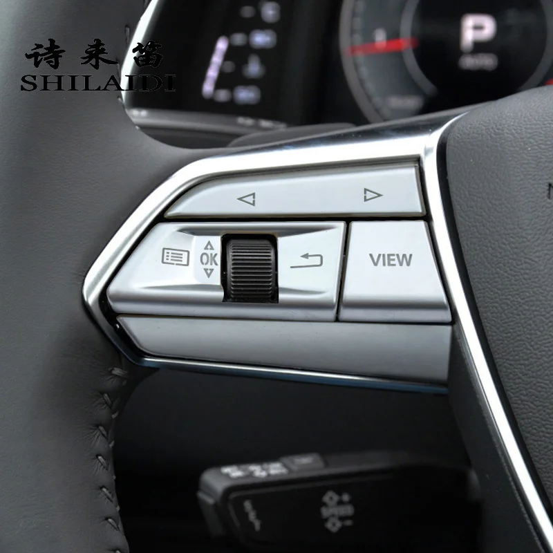 

Car styling steering wheel switch button Trim Frame protection Cover sticker For Audi A6 C8 A7 A8 2019-2021 Interior Accessories