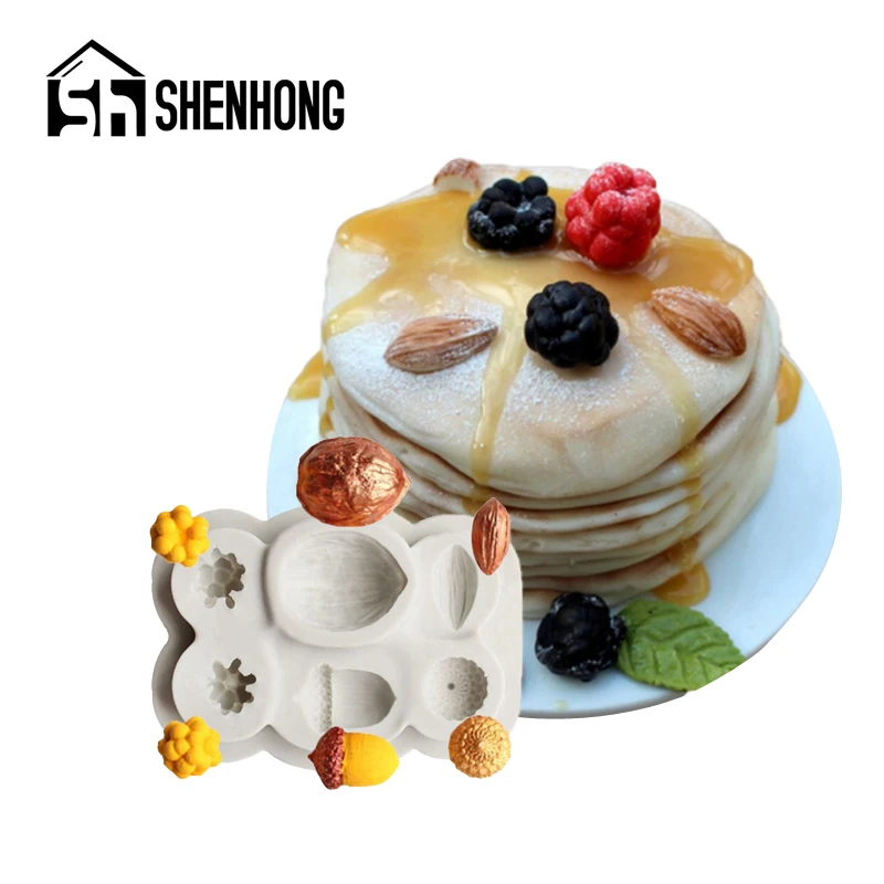 SHENHONG Nut Berries Gum Paste Sugar Craft Silicone Fondant Cake Mold Christmas Biscuits Chocolate Dessert Decorating Mould