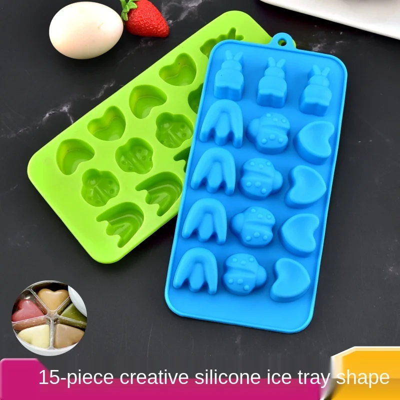 

Creative 15 with silicone ice cube cute little white rabbit tulip chocolate mold heart-shaped 3D love cake mold beetle