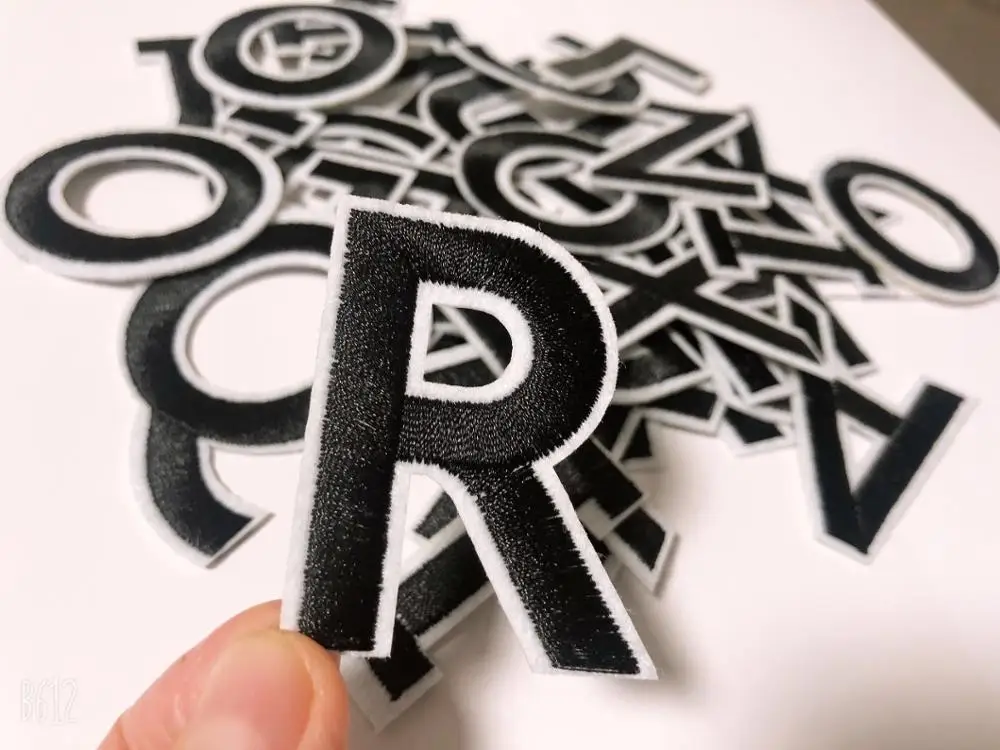 Black Letters Patch Alphabet Embroidered Applique clothing decoration or jeans iron on Patches