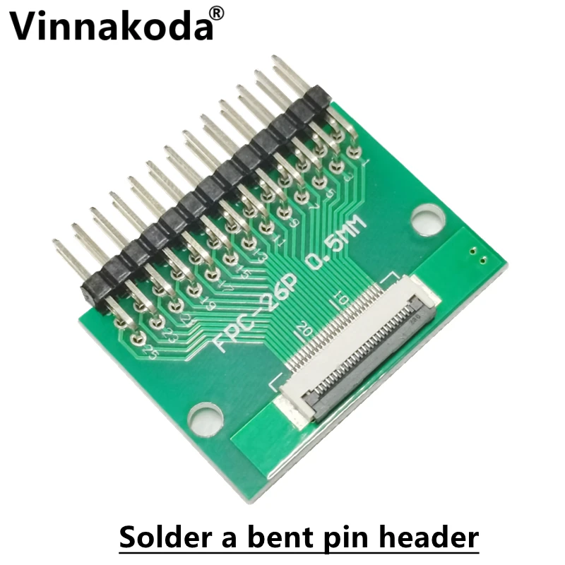 Carte adaptateur FDavid/FPC 0.5MM-26P à 2.54MM soudée, connecteur rabattable 0.5MM-26P, têtes de broches droites et coudées soudées, 2 pièces