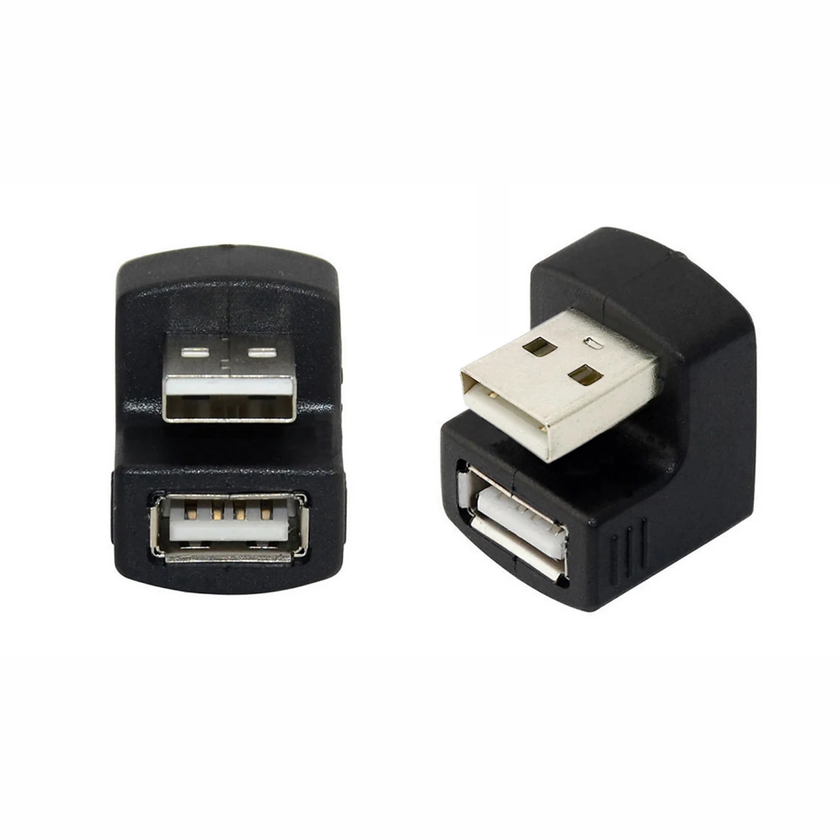 

Cablecc 180 Degree Up & Down Angled Male to Female Extension USB 2.0 A adapter 1 Set