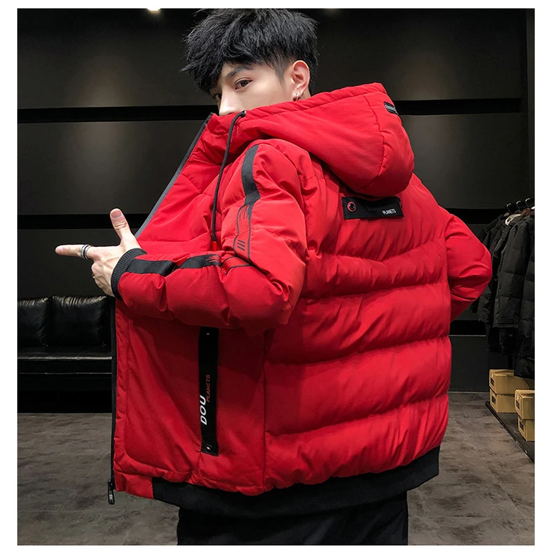 Men New Parka Cotton Padded Casual Streetwear Winter Jacket Coat Male Warm Jacket Solid Hooded Zipper Thick Coat Parkas Hommes