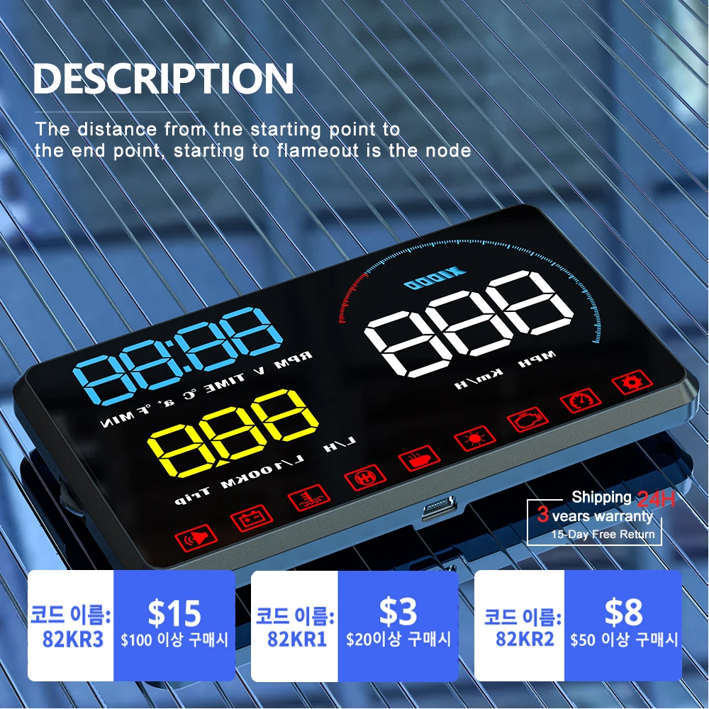 Pantalla frontal OBDII EUOBD para coche, proyector de parabrisas HUD, recordatorio de cambio, temperatura del agua, RPM, consumo de combustible,