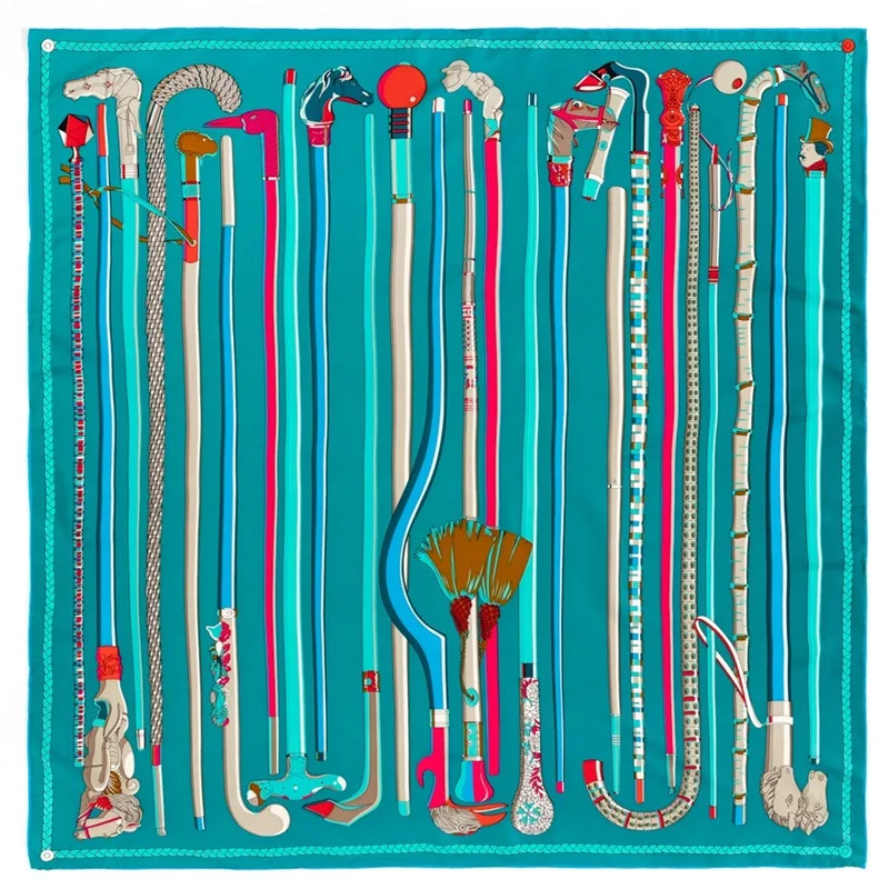 POBING Manueller handgerollter Twill-Seidenschal für Damen, Streitendruck, quadratische Schals, Echarpes, Foulards, Femme, Wickeltuch, Bandana, kleiner Hijab, 90 cm – Detail 6