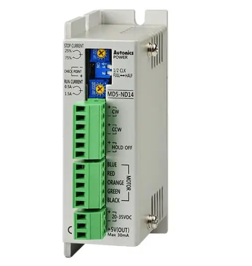 

MD5-ND14 Driver, 5 Phase Stepper, 0.5-1.5A/ Phase, Normal Step, 50 Kpps, 20-35 VDC, 3A