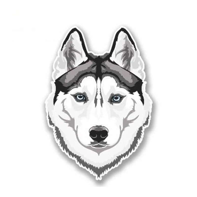 13cm x 10cm Car Sticker White Husky Wolf Vinyl Sticker Laptop Travel Luggage Siberian Husky Car Styling Accessories