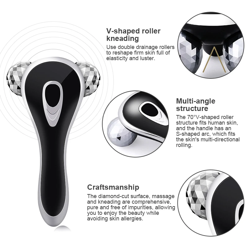 3D Face Massager Roller MicroCurrent Facial Massage Skin Lifting Slimming Wrinkle Remover Machine Full Body Shape Face Slimmer