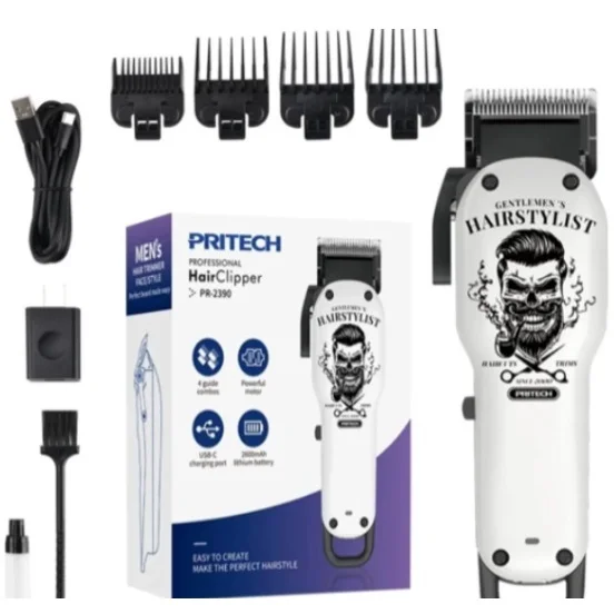 Kit Maquina Corte de Cabelo Profissional Sem Fio PR-2390