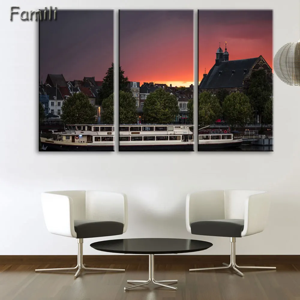 3pcs Amsterdam Landscape Photos Canvas Art Print Painting Poster Wall Pictures For Living Room Wall Decor Home Decoration No Fra