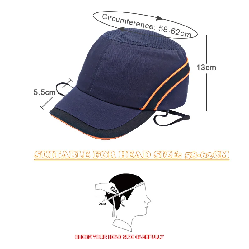 New Work Safety Bump Cap Hard Inner Shell Protective Helmet Baseball Hat Style For Work Factory Shop Carrying Head Protection