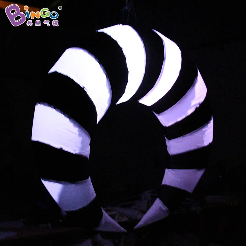 Ceiling hanging 2 meters inflatable crescent for stage decoration  / Color illuminated half moon balloon toys