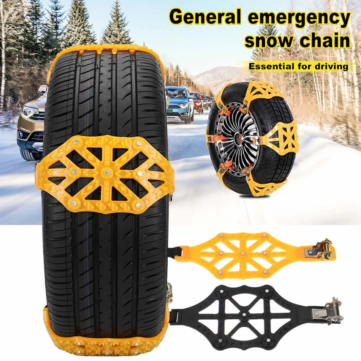 

1pcs Winter Car Tire Snow Adjustable Anti-skid Safety Double Snap Skid Wheel TPU Chains For Truck Car SUV