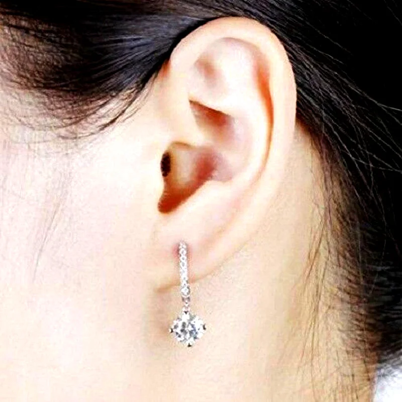 Huitan Luxury Fashion Cubic Zirconia Dangle Earrings for Women Elegant Bridal Engagement Wedding Accessories Simple Hot Jewelry view 4