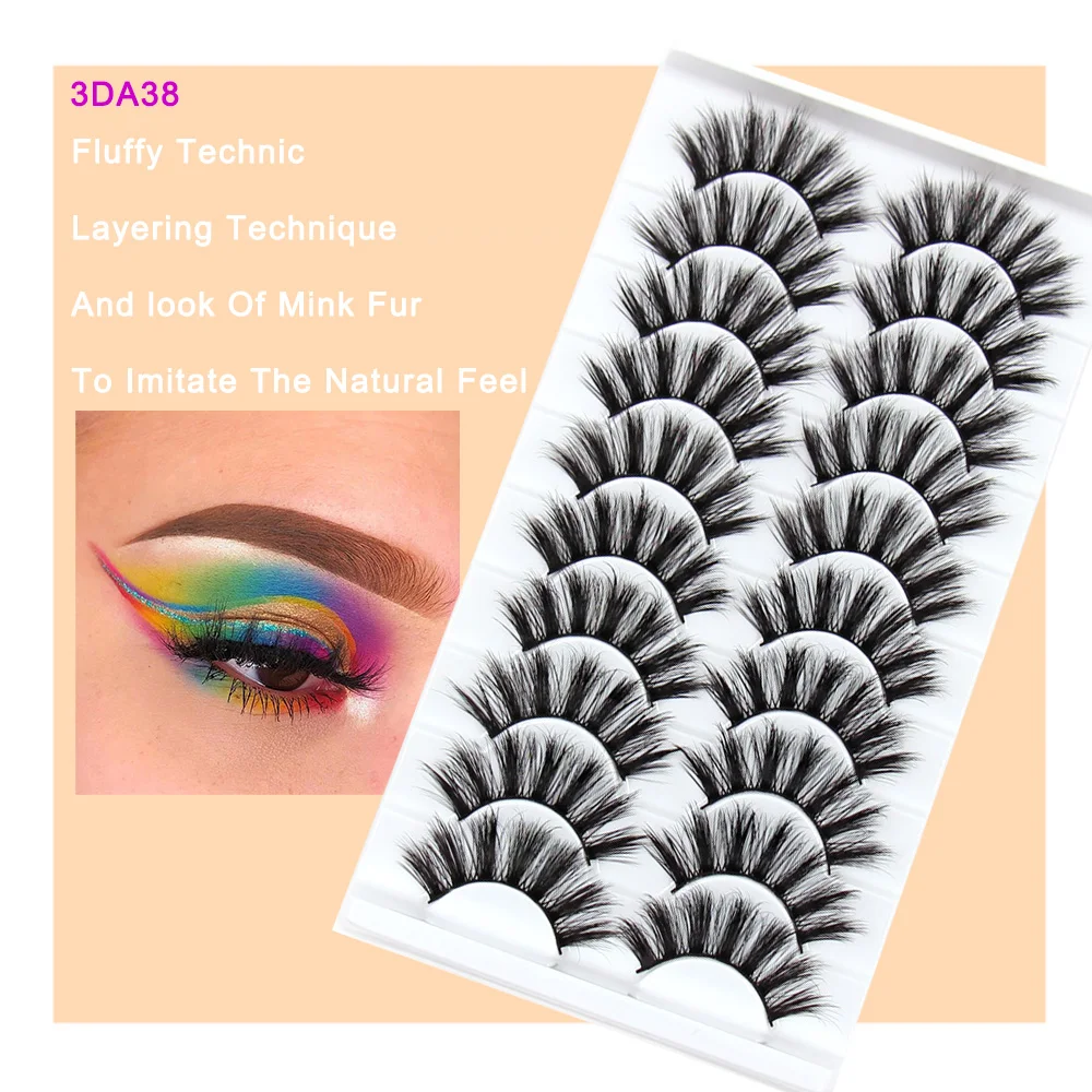 5/10/16pairs 3D Mink Hair Soft Fluffy  Mink Lashes Natural Long Dramatic False Eyelashes Reusable Eyelash Extension Makeup